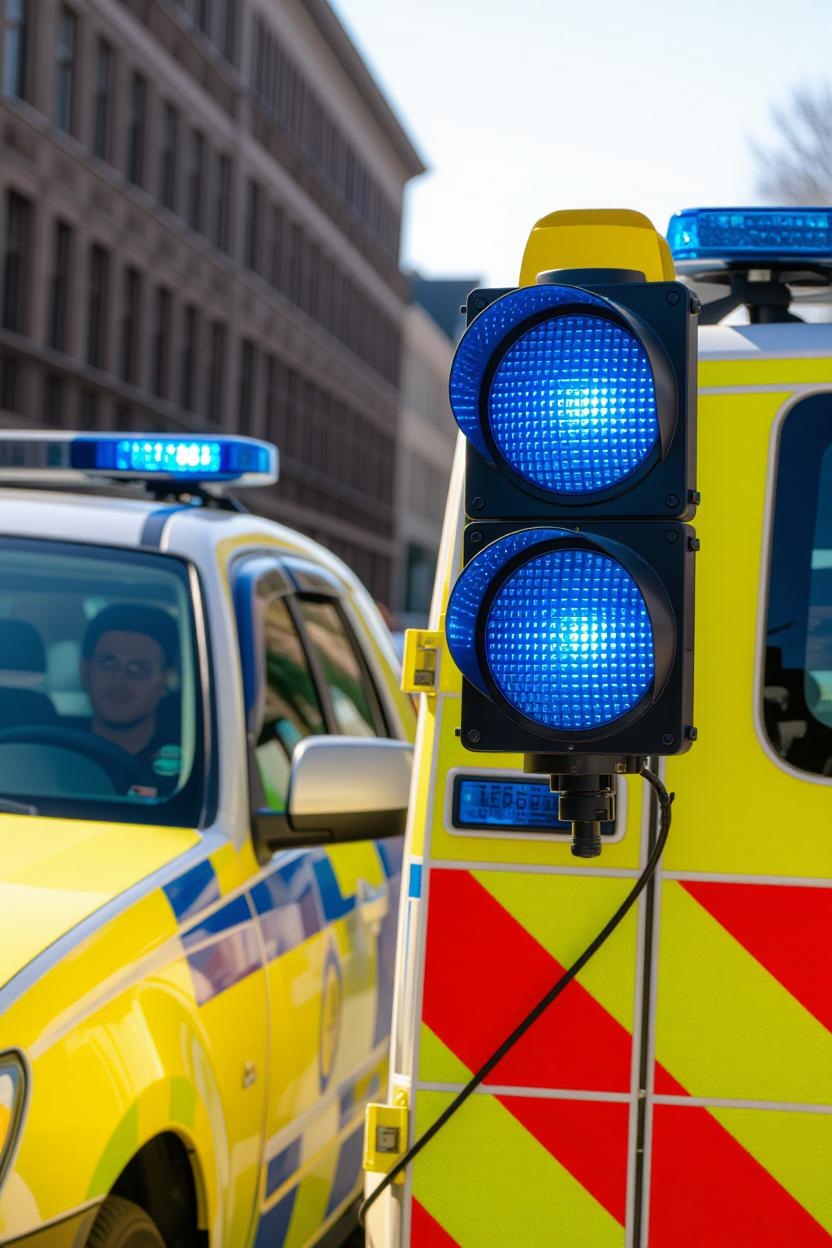 Which Vehicle Will Use A Blue Flashing Beacon?